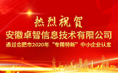热烈：匕不栈寤嵝畔⒓际跤邢薰 通过合肥市2020年“专精特新”中小企业认定